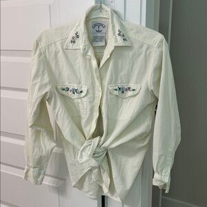 Vintage Embroidered Cream Button Down Shirt
